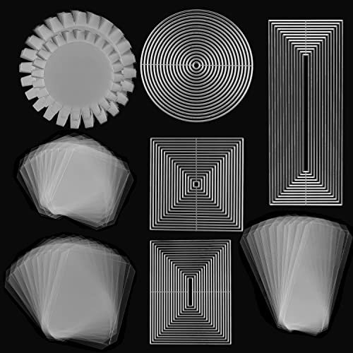 114Pcs/Set Flat Shaker Covers with Cutting Dies for Slimline Flat Shaker Covers Cards Making Plastic Transparent Shaker Creator Acetate Sheets Arts Crafts Projects DIYScrapbooking Supplies Handmade