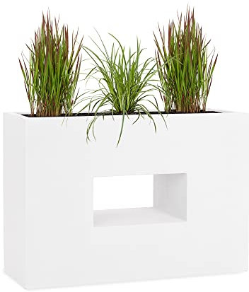 Pflanzwerk® Fioriera Vaso da Fiori Vista 52x75x27cm Bianco *Resistente al Gelo* *Europea di qualità* *Protezione UV*