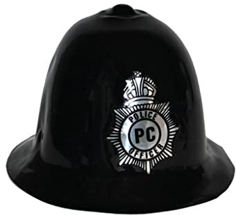 Polizei Helm Erwachsene Schwarz aus Bobby Helm Bobby-Mütze Kunststoff Karneval Fasching Verkleidung 25 x 26 x 20 cm Polizeihelm Polizei-Kostüm Kostüm