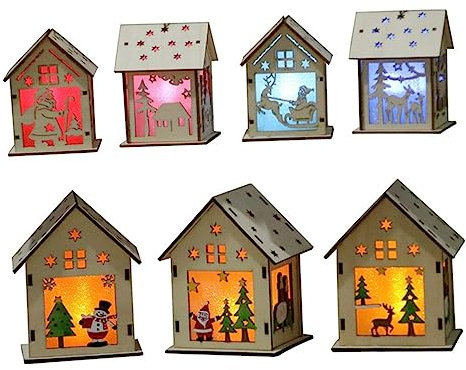 Warmhm Holzhaus Mit Kerzenlicht Leuchthaus Aus Holz Holzhaus-anhänger Hängeornament Für Weihnachtsbaumdekoration Warmes Licht Feine Verarbeitung