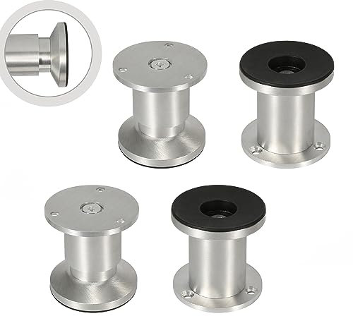 Jopassy 4er Set Möbelbeine| Aluminium Gebürstet | Schrankfüße Höhenverstellbar Füße für möbel, mit Schrauben,Höhe 80 mm | Belastbar bis 250 KG, für Sofa Möbelfüße Schreibtisch Stühle Tischfuß