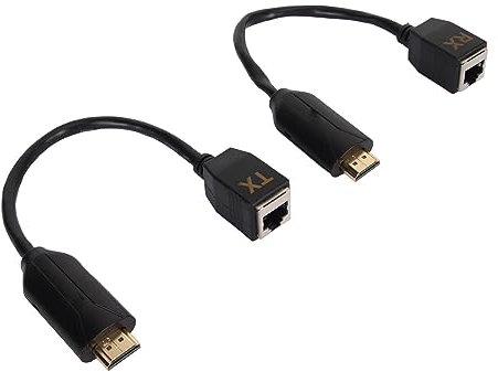 Extendeur HDMI, émetteur et Récepteur Ethernet HDMI Mâle vers RJ45 sur Une Seule Extension Cat 5e/6 1080p jusqu'à 60 M pour PC, Consoles de Jeux, Lecteurs Multimédias, etc.