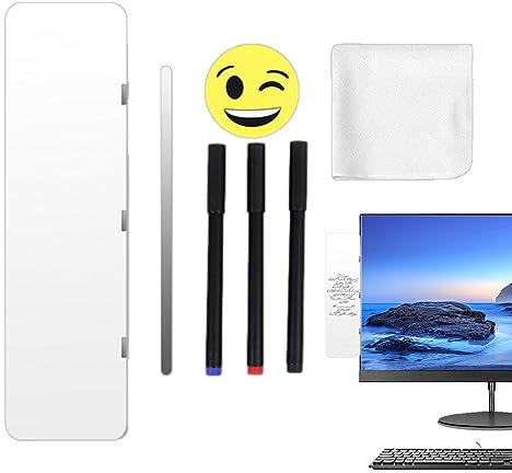 Memoboard Computer – Memo der Computer-Seitenwand, trocken abwischbar, beidseitig beschreibbar, Haftnotizhalter, Stift und Schwamm inklusive, Zubehör für Bildschirm