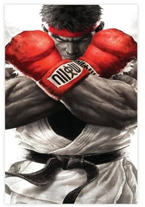 THEGIS Leinwand-Poster, Motiv: Game Street Fighter Ryu, Wandkunst, Dekor, Bild, Gemälde für Wohnzimmer, Schlafzimmer, Dekoration, ungerahmt, 30 x 45 cm