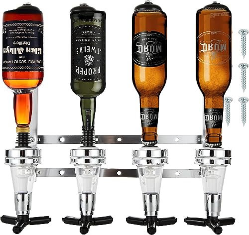 FWEEK Distributeur doseur de Bar, Porte-Bouteilles de 30 ML, doseur Bouteille, Distributeur de Bar Butler - Support Mural pour 4 Bouteilles de Bar Butler Bar et doseur pour Bar à la Maison