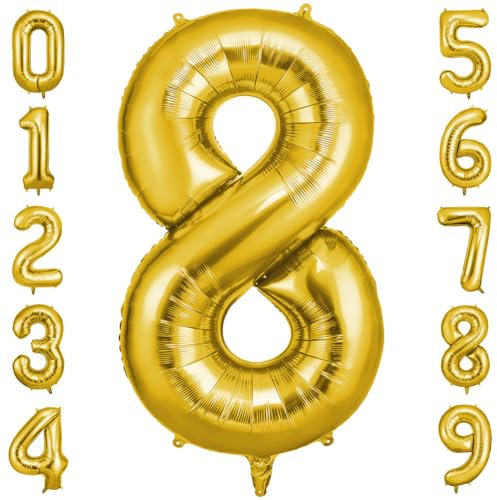 OFFCUP Palloncini Compleanno Dorati 101 CM, Palloncino Numero 8, Foil Palloncini Numeri, Giganti Palloncini Numeri, Decorazioni Festa Compleanno, Gonfiabili Pallone per Anniversario