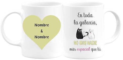 Taza de Cerámica Personalizada con Tu Foto Varios Diseños Regalo Original para Mujer y Hombre. Regalo Personalizados para Amigos, Familiares, Cumpleaños, Aniversario (15 Gatos Amor)
