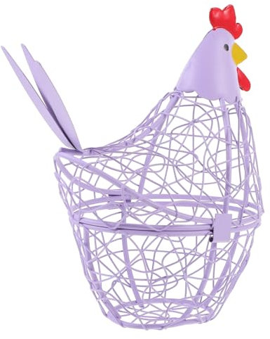JOINPAYA Wrought Iron Egg Basket Reliable Egg Storage Basket Hen Shape Egg Basket Kitchen Supply Reliable Egg Holder Chicken Egg Basket Hen Shape Storage Basket Desktop Lantern