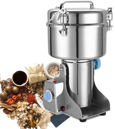 ZIXIAOS Mulino Elettrico per Semi di Lino Macinino per Noci Moscate in Acciaio Inox Macina Erbe Piante Medicinali Spezie Cereali E Fagioli,2000g