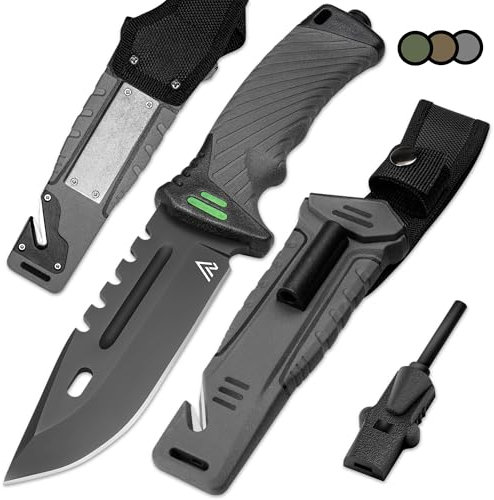 Naifu® - The Hunter X Outdoor Messer Feststehende Messer 12 CM - mit Kydex Holster - Bushcraft Messer - Perfektes Survival Messer - Feuerstarter und Schleifstein enthalten