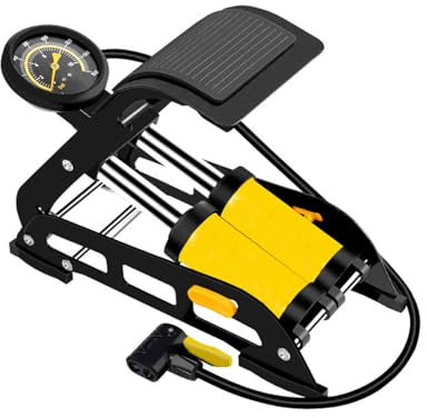 Stand- & Fußpumpen Luftballonpumpe Luftpumpe Luftmatratze Pumpe Ballonpumpe Handpumpe Profi Camping Fußpumpe Fahrrad Für Pool Schlauchboot Doppelt 160 Psi Für Auto Motorräder (Yellow,29x12x23cm)