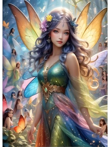 QINRUBB Fee Diamond Painting Erwachsene, 5D Elfenmädchen Diamant Painting Bilder Anfänger, DIY Fantasie Runder Vollbohrer Diamanten Malerei Stickerei Kreuzstich Geschenke Home Wand Dekor 30x40cm