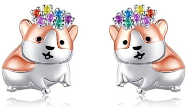 CUPENDA Meerschweinchen Ohrringe Sterling Silber Meerschweinchen Ohrstecker Bunte Cubic Zirkonia Tier Schmuck für Frauen