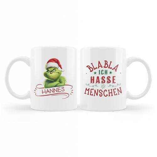 Weihnachtsmuffel - Personalisierte Tasse mit eigenem Namen & Spruch - Lustiges Geschenk für Weihnachtsmuffel und Anti-Weihnachtsfans