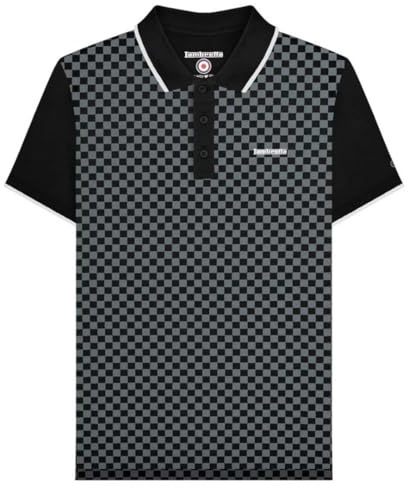 Lambretta Mens Two Tone AOP Polo Shirt Big & Tall Short Sleeve Top Casual Smart