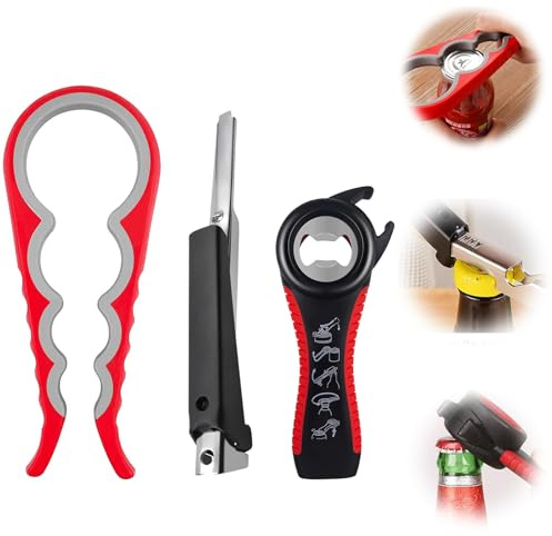 Yuqilin 3 Stücke Glasöffner,Flaschenöffner für Senioren Deckelöffner Deckelöffner für Schraubgläser Multifunktion Glasöffner Effortless Jar Opener,für Frauen,Kinder,Senioren