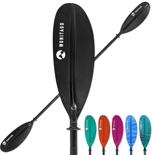 XUXIAKE Kajak Paddels Doppelpaddel mit Aluminium Schaft und PP Klinge, 220 cm Doppel Paddels für Kajak, Kanu, Boot, Schwarz