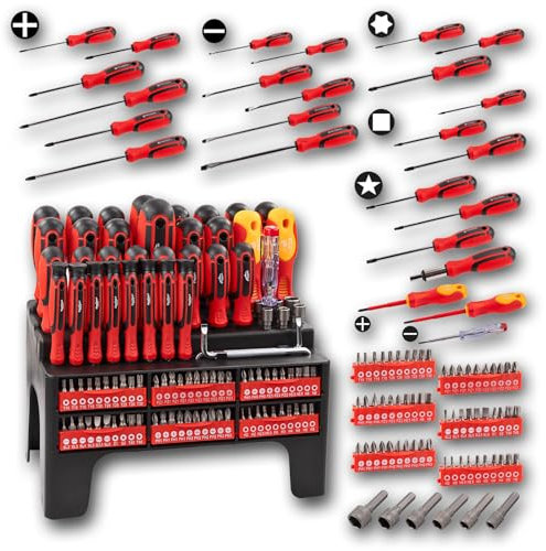 Kestek XXL Schraubendreher und Bit Set 101-teilig Schraubenzieher, aus CV-Stahl mit magnetischer Spitze