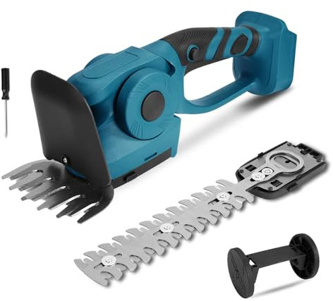 Yofidra Heckenschere & Grasschere, Elektrische Grasschere mit 2 x Messern, Batterie nicht im 21V Rasentrimmer 2 in 1 Heckenschere Elektrische 90° Verstellbarer Kopf 130mm & 220mm für Garten und Hecken