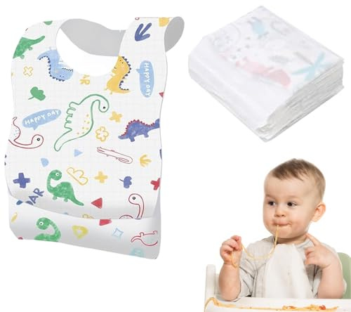 Cerioll Set Einweg-Lätzchen für Baby Lätzchen, Einweg Lätzchen, Lätzchen Baby, Wasserdicht Reiselätzchen mit Food Catcher Tasche für Babys Kleinkinder, Jungen und Mädchen Reisen Outdoor-Einsatz