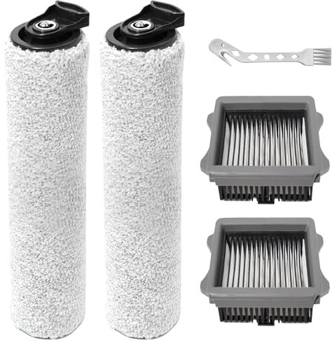 DianSung Brosse à rouleau + filtre pour Tineco FLOOR ONE S5 Steam/IFLOOR 5 Steam aspirateur sec et humide pièces de rechange, ensemble d'accessoires 2 rouleaux de brosse + 2 filtres