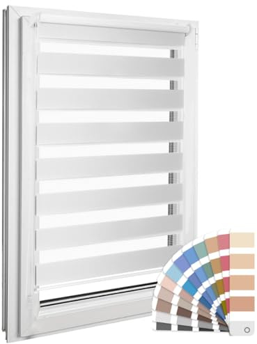 Home-Vision Premium DuoRollo Klemmfix ohne Bohren Weiß B65 x H130cm | Doppelrollo mit Klemmträgern für Fenster & Türen Lichtschutz Tag & Nacht Rollos einfache Montage