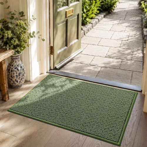 COSY HOMEER Indoor Doormats 50x80 cm,Nonslip Front Door Mat Inside,Green