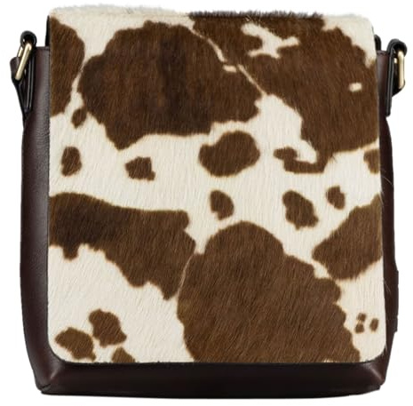 Jost Leder Schultertasche Umhängetasche Furry Cow Shoulder Bag Brown mehrfarbig