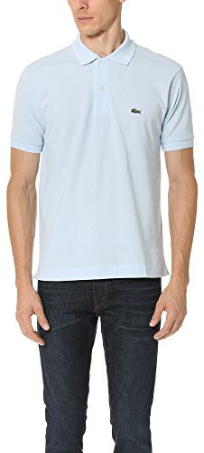 Lacoste Kurzärmeliges Herrenhemd mit geripptem Kragen, Rill Light Blue, Klein