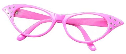 Kostümbrille im 1950er-Jahre-Look, klare Gläser, Rosa