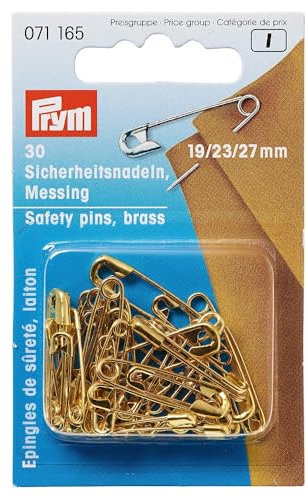Prym MS 19/23/27 mm goldfarbig Sicherheitsnadeln, 19/23/27mm, Sortiert, 30 Stück, Messing