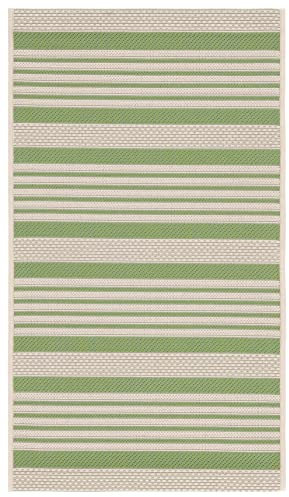 SAFAVIEH Geometrisch Teppich für Wohnzimmer, Esszimmer, Schlafzimmer - Courtyard Collection, Kurzer Flor, Grün und Beige, 61 X 109 cm