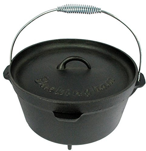 Buckingham Pre-Seasoned Cast-Iron Camp Dutch Oven 8 Litre, Black