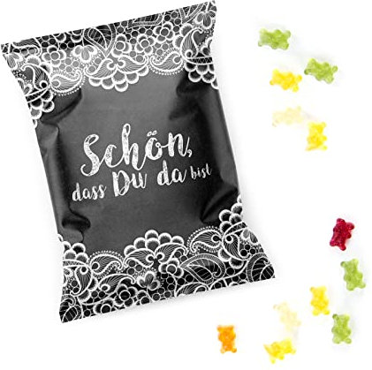 Logbuch-Verlag 100 Willkommensgeschenke für Gäste & Kunden Gummibärchen Mini Tüten als Gastgeschenk Hochzeit Firmenfeier