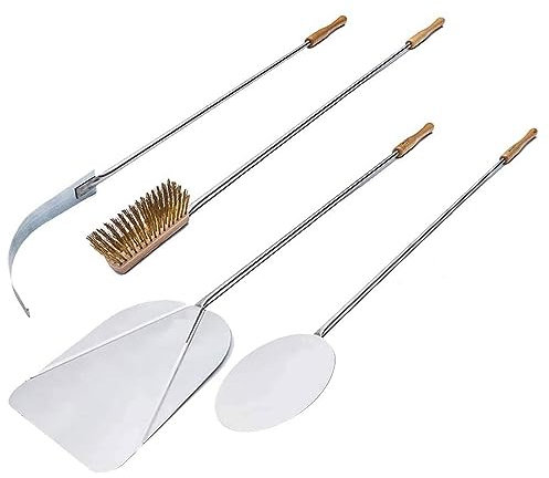 GIEMME 430-4-3338-085-imb Juego de 4 palas para pizza para hornos profundos 70/80 cm (para pizzas de 33 cm Ø), acero inoxidable