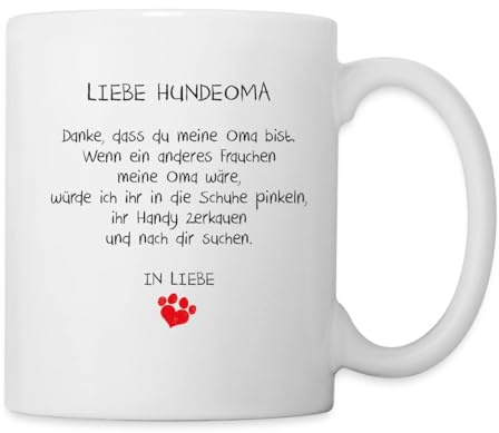Spreadshirt Liebe Hundeoma Spruch Tasse, One size, Weiß
