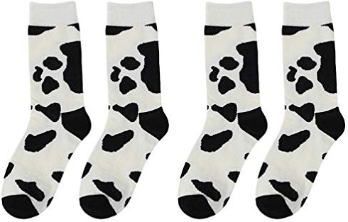 SOIMISS 2 Paar Baumwolle Kuhsocken Neuheit Mädchen Drucken Lange Crew Socken für Frauen Geburtstagsgeschenk Babyparty Tägliche Dressup Versorgung (Weißer Balck)