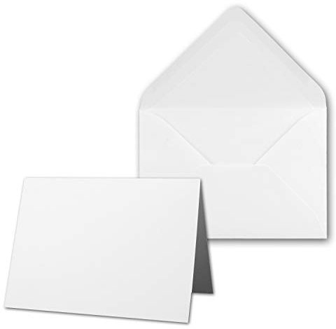25 x Kartenpaket mit gefütterten Brief-Umschlägen - gerippt - DIN A6/C6 - Weiss - 10,5 x 14,8 cm - Nassklebung - NEUSER PAPIER