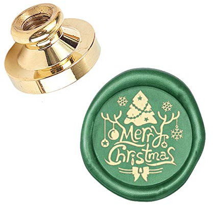 craspire Frohe Weihnachten Wachssiegel-Stempelkopf, Ersatz-Weihnachtsbaum, Abnehmbare Versiegelung, Nur Stempelkopf Aus Messing, Ohne Griff Für Kreative Geschenkumschläge, Einladungen, Karten