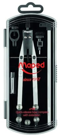 Maped 1947 Nr. 421 Schnellverstellzirkel, mikrometrisch, 4-teilig, 1947 Nr. 421, Ersatzminenetui, 2 mm, Stift-/Bleistiftadapter, Ersatzmutter