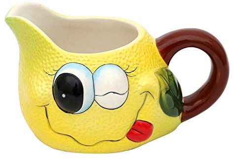 Dekohelden24 Pot à lait en céramique en forme de citron - Dimensions : env. 14 x 11 x 8,5 cm - 22284 - Jaune