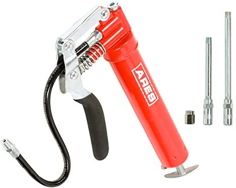 ARES Mini pistolet à graisse Pistol Grip de 85 g - Comprend un tuyau flexible de 30,5 cm et des extensions droites de 10,2 cm et 15,2 cm - Pression de fonctionnement de 3000 PSI