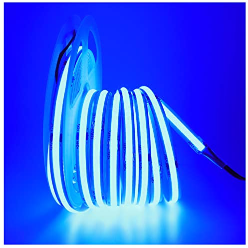 Tesfish LED Streifen Lichts 24V, Band COB blau 5M 320 LEDs/M Insgesamt 1600 LEDs Neon Licht Flexibel Lichtleisten Leiste für Party, Theke, Regal, Wohnkultur
