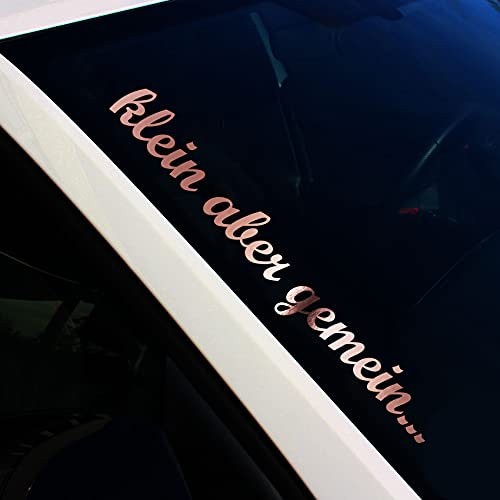 Finest Folia Frontscheibenaufkleber Schriftzug klein Aber gemein Aufkleber für Windschutzscheibe Heckscheibe Auto Fahrzeug Dekor Sticker Frontscheibe FS101 (Rosegold Chrom, Außenklebend)