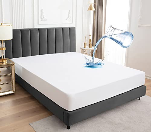 Sufdari Protector de colchón Impermeable Individual 120X190, Funda de colchón para Cama, 30 cm de Profundidad con Bolsillo Ajustable y Banda de Goma elástica(Blanco)
