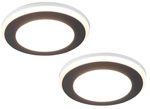 meineWunschleuchte 2er Set runde Deckeneinbaustrahler in Schwarz matt, Durchmesser Ø 8,2cm
