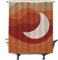 Ulticool Rideau de douche - Motif lune esthétique coucher de soleil - 180 x 200 cm - Lavable - Anti-moisissure - Avec 12 anneaux - Rouge orange