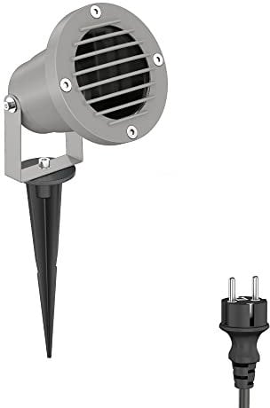 ledscom.de Gartenstrahler DUK, Gitter, mit Erdspieß für außen, IP65, Stecker, grau, 1 x GU10 max. 15W