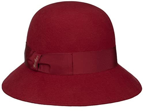 Borsalino Merino Wool Glockenhut Wollhut Wollfilzhut Filzglocke Wollglocke Damenhut Filzhut Damen - Made in Italy mit Ripsband Winter Herbst-Winter - One Size rot