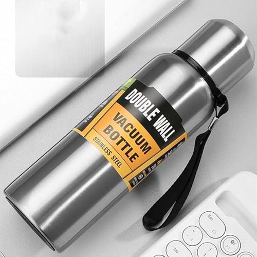 BOMEETSIA Tragbarer Edelstahl-Thermosbecher, Reiseauto-Wasserflasche mit großem Fassungsvermögen, Outdoor-Sport-Wasserflasche für Herren, Kaffeetasse, echte Farbe, 800 ml
